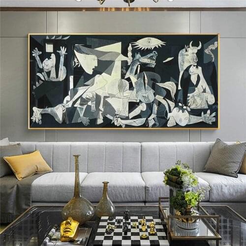 Guernica By Picasso Canvas Painting Reproductions Famous Poster and Print Wall Art Picture For Living Room Home Decor Cuadros