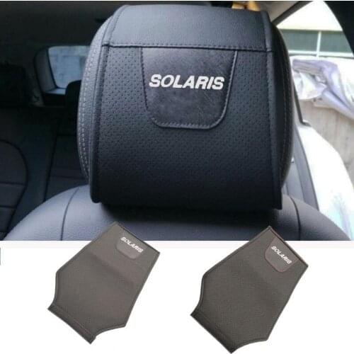 1pc for Hyundai Solaris Car Headrest Protector Case Pu Leather Car Headrest Cover Car Accessories