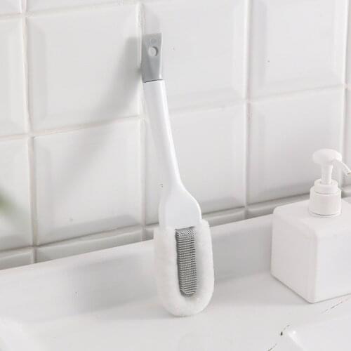 1Pcs Curved Long Handle Useful Microfiber Shoes Brush Long Handle Durable Soft Bristle Multifunction Cleaning Brushes #4268