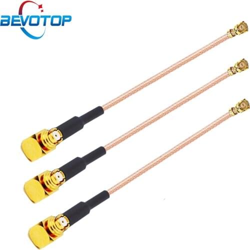 10PCS SMP Female Right Angle Jack to u.FL IPX IPEX1 Female Connector 50 Ohm RG178 RF Coaxial Pigtail Antenna Extension Jumper