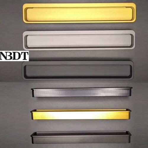 2Pcs/Lot Aluminum Matte Black Grey Champagne Gold Furniture Cabinet Closet Barn Sliding Door Recessed Flush Finger Pull