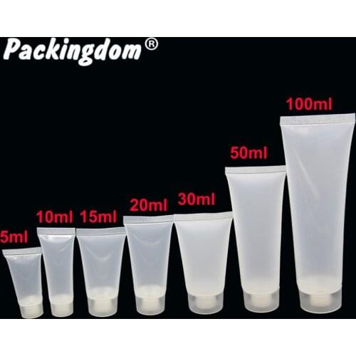 20pcs Refill Soft Tube Clear Squeeze Container Cosmetics Hand Cream Tubes Travel Bottle Screw 5ml 10ml 15ml 20ml 30ml 50ml 100ml