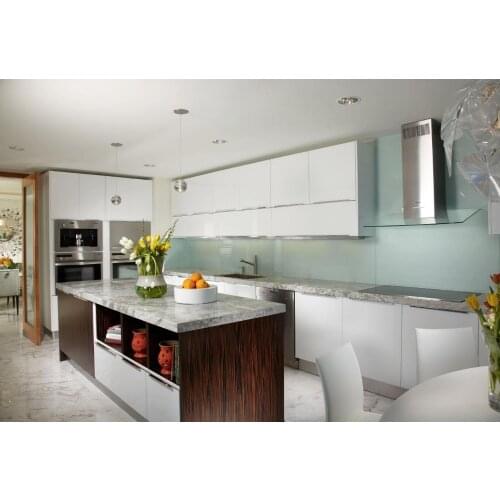 2019 hot sales 2PAC kitchen cabinets white color modern high gloss lacquer kitchen furnitures pantry L9001