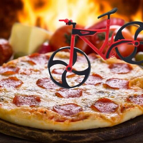 2020 NEW Creative Bike Pizza Cutter Double Wheel Cutter Round Belt Bracket Bike Pizza Slicer Home Kitchen Pizza Tool