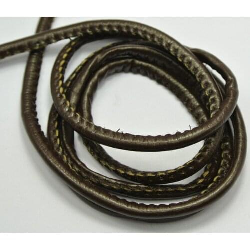 32.8 Feet Brown Stitched Round Soft Synthetic Leather String Jewelry Cord 5mm