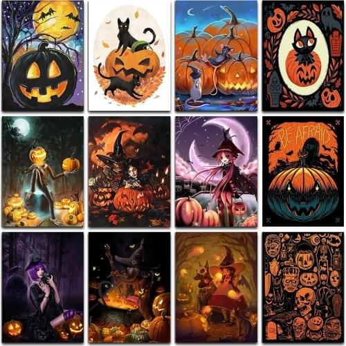 3D Diamond Painting Halloween Scenery DIY Full Rhinestone Diamond Mosaic Cross-stitch Kits Square Round Diamond Embroidery Decor