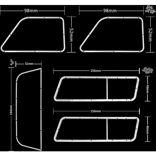 5pcs Metal Left Right Rear Front Window Frame for TRAXXAS TRX-4 T4 K5 Blazer RC Model Car DIY Accessories