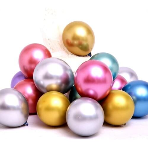 50Pcs 10 Inch 2.2g Metallic Balloons Chrome Air Metal Balls Pearl Latex Ballons Colors Happy Birthday Decoration Party Decor
