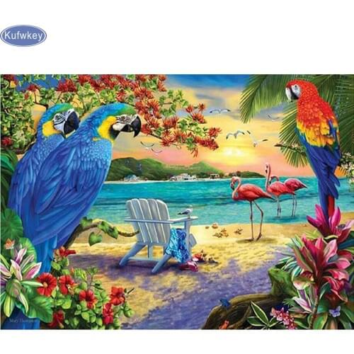 5D Diy Diamond Painting Stitch Cross Flamingo,full Diamond Embroidery Parrot,Rhinestones Diamond Mosaic Stickers Home decoration