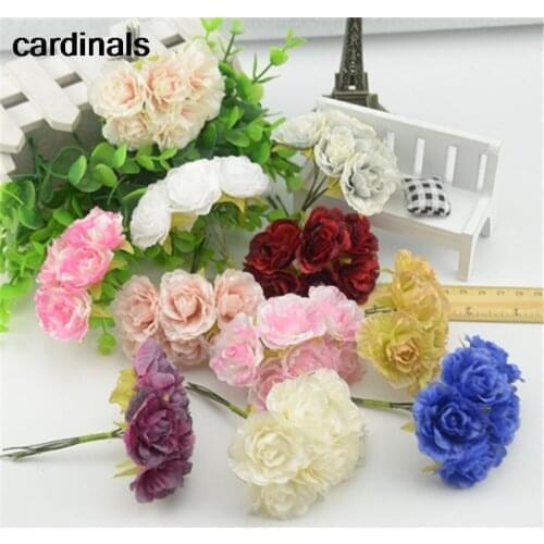 60pcs New Arrival Mini Retro Silk Mini Rose Artificial Flowers Heads Bouquet For Wedding Decoration DIY Gift Craft Flower