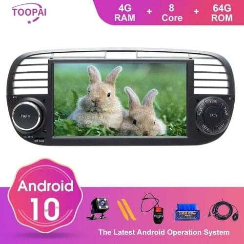 TOOPAI Android 10 For Fiat 500 2009-2015 Auto Radio Stereo Head Unit GPS Navigation Car Multimedia Player 500