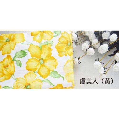 Free shipping Hot yellow "Poppy" Flower Printed Cotton Fabric DIY Patchwork Sewing Baby Toy Material Quilting Bedding