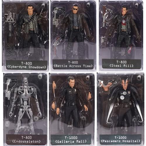 NECA Terminator Judgment Day T-800 Endoskeleton T-1000 PVC Action Figure Collectible Model Toys