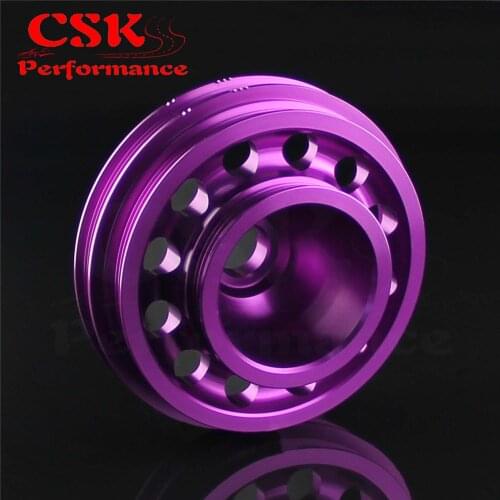 Racing Light Weight Aluminum Crankshaft Pulley OEM Size for 92-95 Civic SOHC D16 Red / Purple / Blue