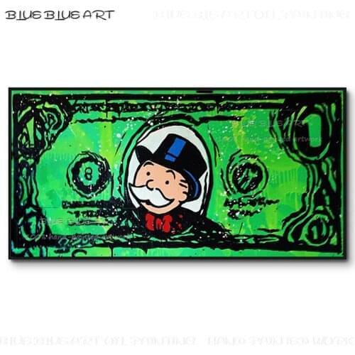Artist Design Pop Painting Graffiti Rich Man on Cash Oil Painting on Canvas Graffiti Style Special Cash Rich Man Oil Painting