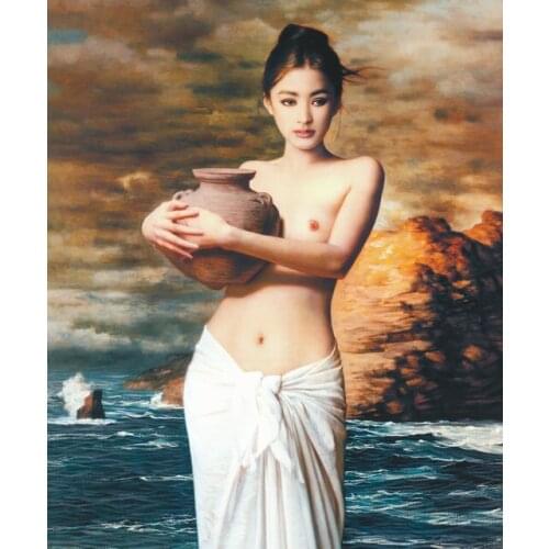 Classical oil painting canvas prints nude art wall decor picture beautiful chinese portrait Oil Painting On Canvas