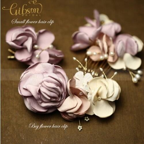 Korean Flocking DIY Handmade Blossom and Freshwater Pearl Spray Comb and Floral Hair Clip Set