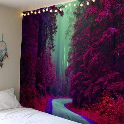 Red Trees, A Path Tapestries Wall-mounted Dormitory Wall Decoration