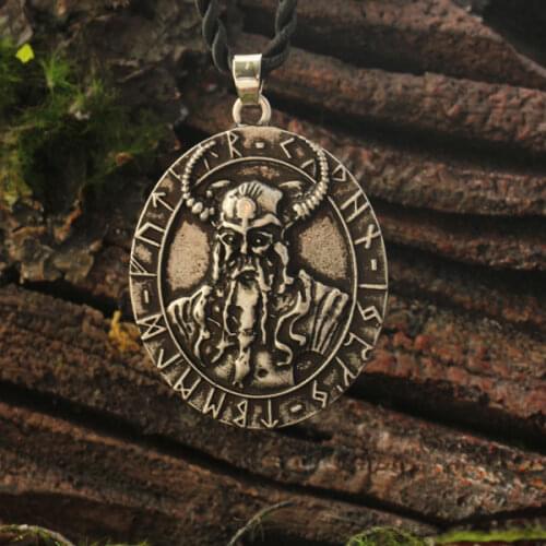 Lanseis 1pcs Odin Viking Pendant Necklace men necklace