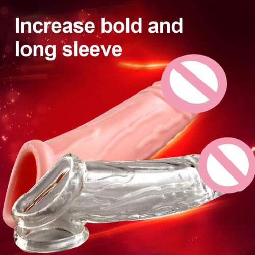3 Colors Soft Realistic Male Reusable Penis Sleeve Dildo Extender Enlargement Delay Condom Ejaculation Adult Sex Toys for Men