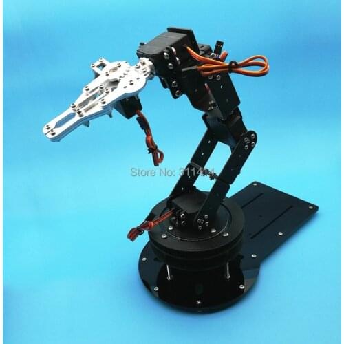 1set Alloy 6 DOF Robot Arm Clamp & Claw & Swivel Stand Mount Kit Robotic Parts For Arduino Brand New Dropship + Free Shipping