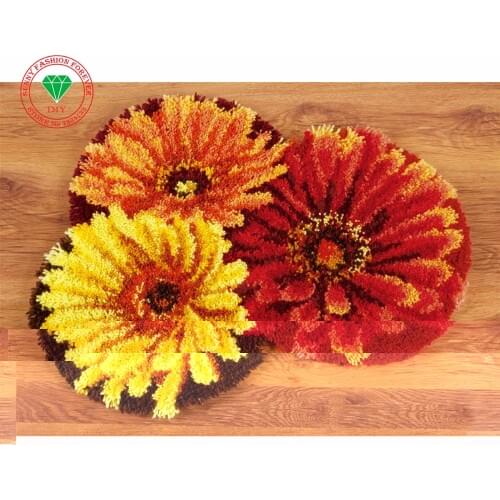 Diy needlework mat crocheting rug diy unfinished crocheting yarn matlatch hook rug Latch Hook Rug Kit Floor Mat sunflower