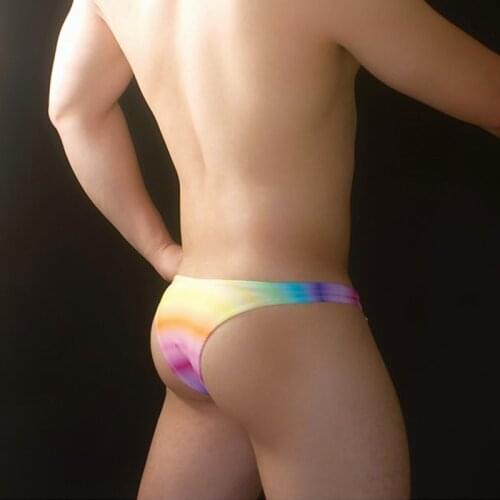 2020 new rainbow print swimsuits men beach board swim briefs shorts sexy low waist tight swimwear gay men swim bikinis swimwear