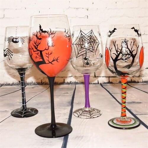 New Creative Halloween Day personalized gifts hand-painted pumpkin spider web tree colorful red wine glass cup hanap goblet mug