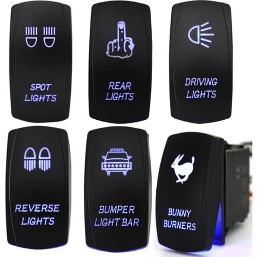 Bumper Light Bar Rocker Switch 5Pin Laser On/Off Switch Blue Light 20A/12V 10A/24V Switch jumper wires set for Jeep Boat Trucks