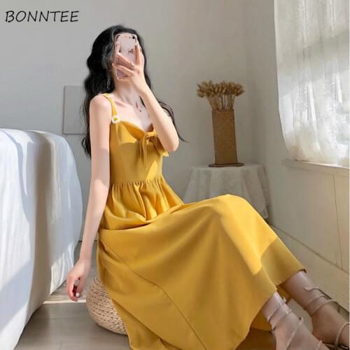 Sleeveless Dress Women Square Collar Lovely Flowers Bow Korean Sweet Style Vintage Elegant Female Summer Dresses Bright Loose