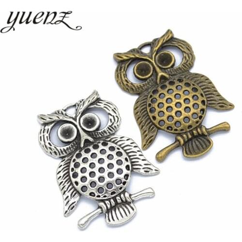 YuenZ 3 pcs Antique Owl Charms Metal Pendants for Jewelry Making DIY Handmade Craft 47*35mm D183