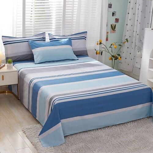 1pcs 100% Cotton Bed Sheet Blue Printed Double Top King Sheets Pure Cotton Single Size Kids Bed Linen (No Pillowcase)