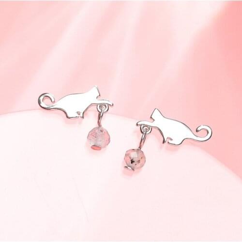 Stud Earrings Cat Zircon For Women Korean Temperament Simple Cute Fashion Creative Hot Sale Girl Student Jewelry Gift BOYULIGE