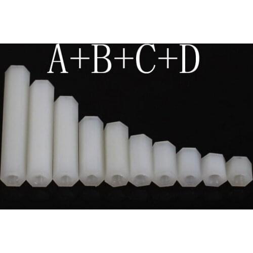 M4*8 M4*10 M4*12 M4*15 M4*18 20 22 25 28 30 Hexagonal flat head double pass nylon column plastic support column isolation M4X8