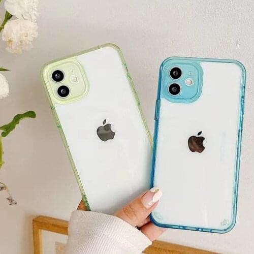 Cute Candy Color Bumper Phone Case for Iphone 12 Pro Max Xr Xsmax Soft Tpu Lens Protection Cover for Iphone 11 Pro Max 7 8 Plus