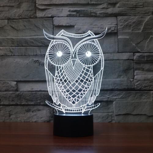 Owl Creative Electronic Gift Led Lamp Seven color Touch Energy-saving Nightlight Ambient Led Usb 3d Light Fixtures