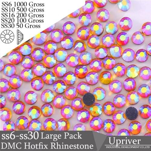 Upriver Wholesale Large Pack Bulk Packing Glass SS16 SS20 SS30 Hyacinth AB Hotfix Rhinestones