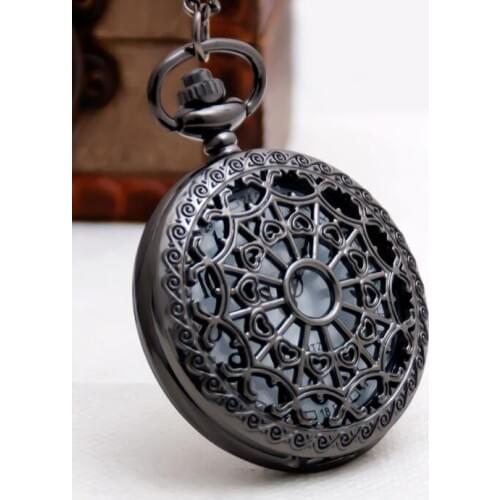 Vintage Black Spider Web Pocket Watch with Chain Necklace Pendant Steampunk Antique Quartz Relogio De Bolso Gift Watch