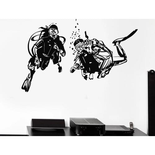 Divers Wall Decal Ocean Scuba Diving Suit Extreme Sport Vinyl Window Stickers Bathroom Diving Club Interior Decor Wallpaper E647