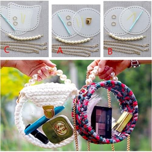 DIY Cloth Thread Hok Crochet Bag hand Knitting Lining Weave Mesh Acrylic Sheet Shoulder Bag Accessories Trim Tools