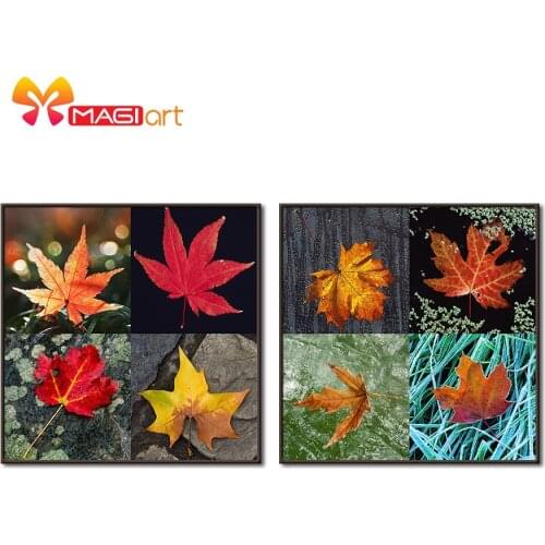 Cross stitch kits Embroidery needlework sets 11CT water soluble canvas patterns 14CT Mordern style Four maple leaves-NCMF112