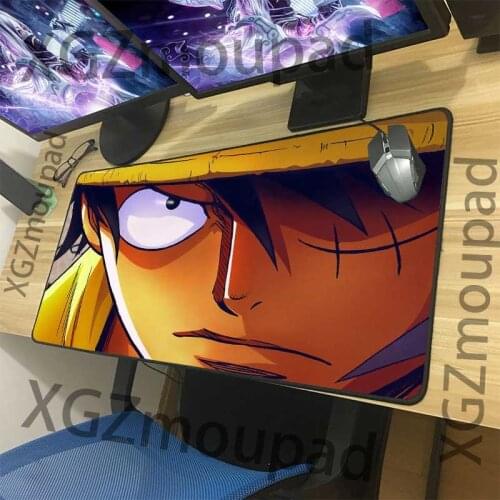 XGZ Large Game Mouse Pad Black Lock Edge Anime One Piece Laptop Desk Mat Angry Luffy Natural Rubber Non-slip for Lol Csgo Gamer