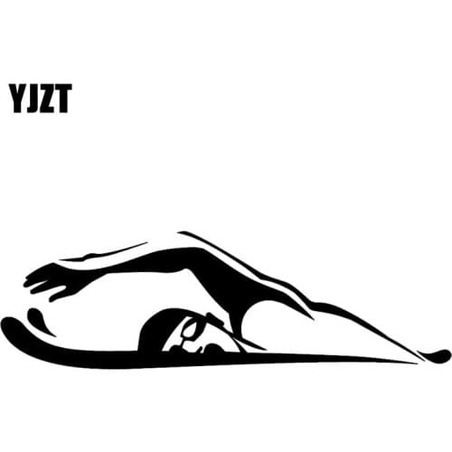 YJZT 18.7CM*5.7CM Sport Swim Swimmer Сrawl Breaststroke Fashion Stickers Decals Car-Styling Decor Vinyl Black/Silver C31-0034