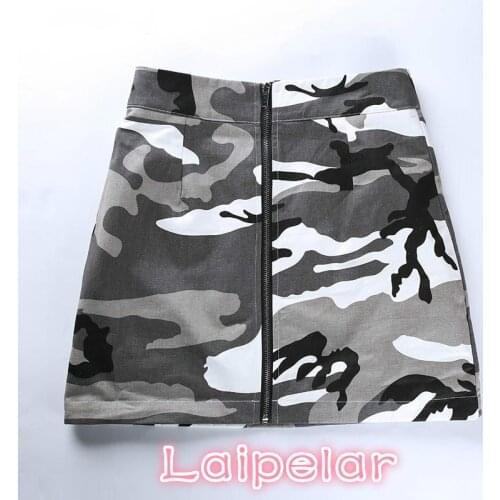 Summer Sexy Camouflage Print pencil skirt women Zipper punk rock mini skirt Streetwear cotton Slim Camo Skirts faldas mujer