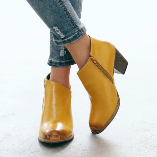 Womens Ankle Boots Mid-heel High Heels Ladies Classic Round Toe Side Zipper Womens Loafers Women Casual Shoes Womens Shoes