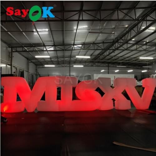 1.2mH Inflatable LED Letter MIS XV Ground Lighting with Colorful Light Strip and Remote Controller for Party Wedding Decoration