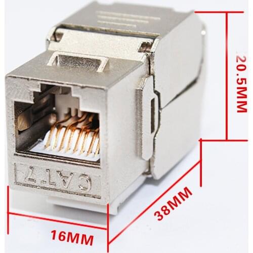 10PCS/lot RJ45 Keystone Cat7 Cat6A Shielded FTP Zinc Alloy Module 10GB Network Keystone Jack 180 degree Connector Adapter