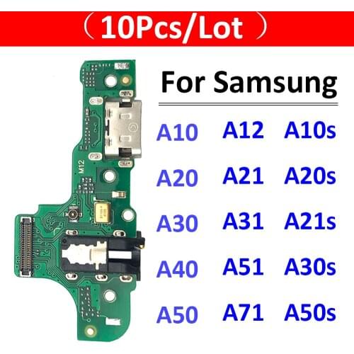 10Pcs USB Charging Connector Board Port Dock Flex Cable For Samsung A10 A10S A20 A20S A21S A30 A30S A50 A50S A12 A21 A31 A51 A02