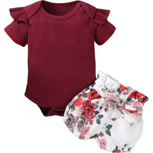 Newborn 3pcs Outfits 2020 Summer Baby Kids Girl Rompers Toddler Top Shirt Shorts Baby Girls Clothes Set Toddler Outfits