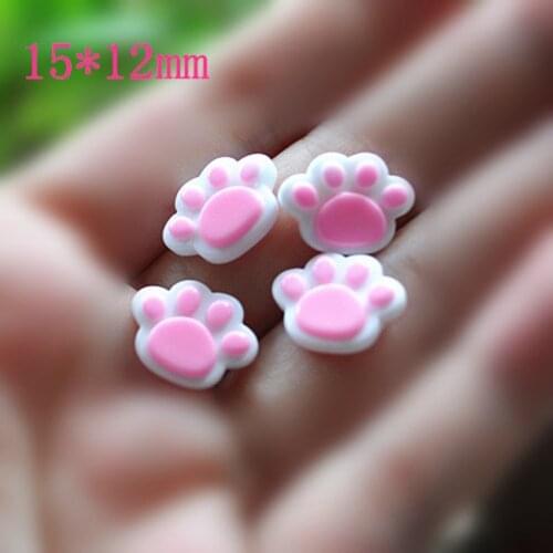 30pcs Little Bear Paw ,Very Cute Flat Back Resin Cabochon ,Hair Deco Parts ,15*12mm